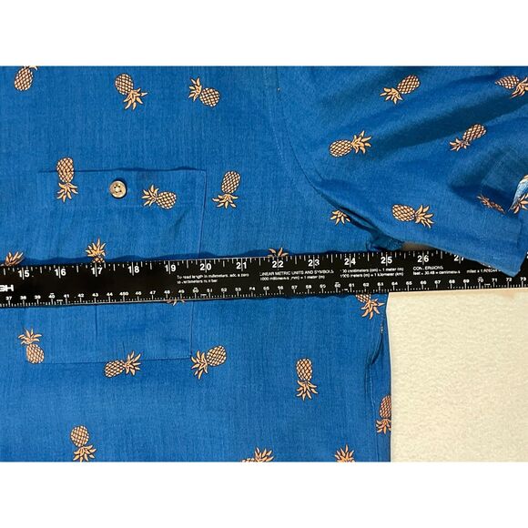 Men Campia Blue Pineapple All over Print Hawaiian Shirt Button Down XL EUC - Picture 7 of 7